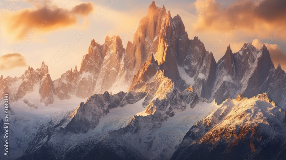 Immerse yourself in the awe-inspiring grandeur of towering mountains, where jagged peaks pierce the heavens in a display of untamed beauty. Generative AI