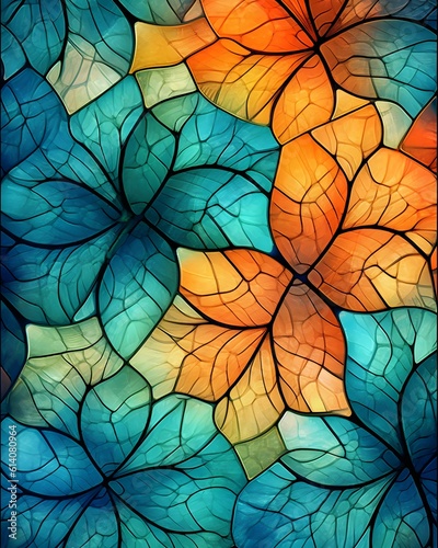 Vibrant Colours Geometrical Autumn Leaves  Pattren Ai Generated © Moosa