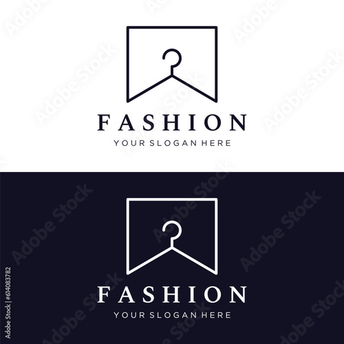 Simple coat hanger logo template design with creative idea.Logo for business, boutique, fashion, beauty.