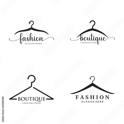 Simple coat hanger logo template design with creative idea.Logo for business, boutique, fashion, beauty.