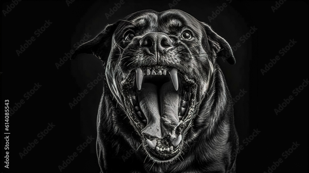 black angry dog ready to attack, made with Generative AI black angry dog ready to attack, made with Generative AI