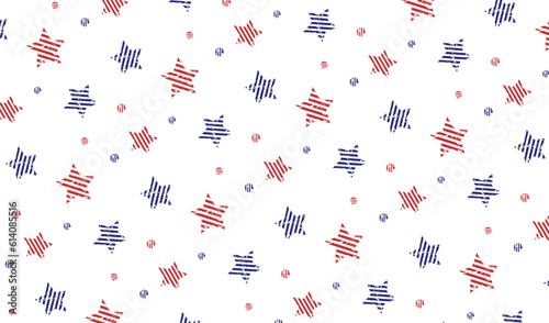 Seamless stars pattern with grunge texture, American starts vector, United States flag, US product stickers, Symbols of USA, national independence day 4th July badges.