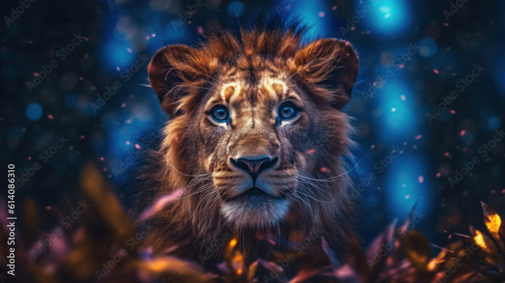 lion in the Night portrait wildlife