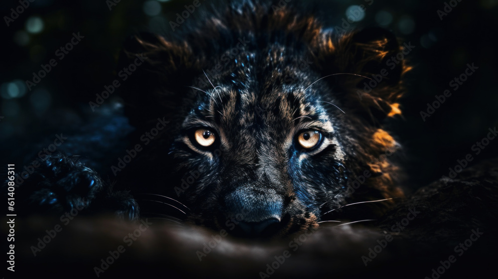 portrait of a black lion portrait of wildlife