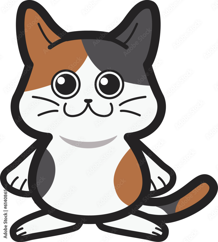 Obraz premium 三毛猫のキャラクター かわいい動物のベクターイラスト素材