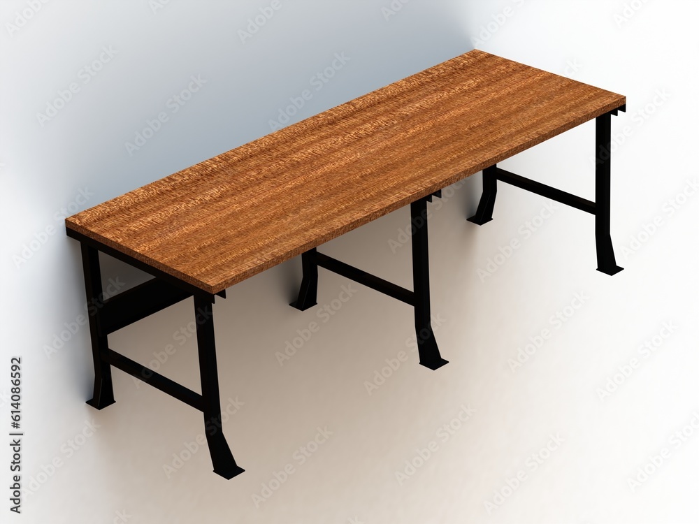 Steel Wood Bench 3D model Steel Wood Bench 3D model
