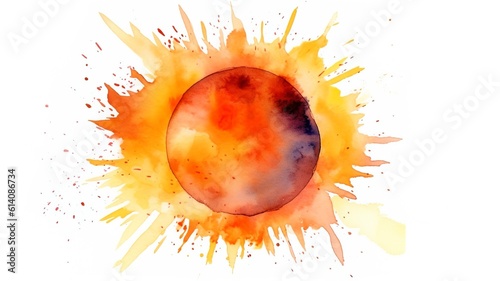 a beautiful picture of the sun painted with watercolors