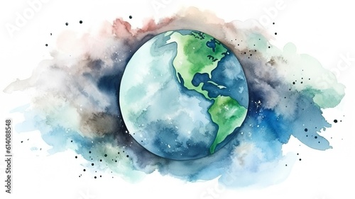 a beautiful picture of a planet painted with watercolors