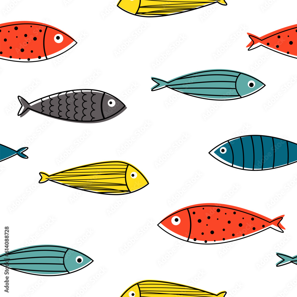 Fototapeta premium seamless pattern with colorful fishes