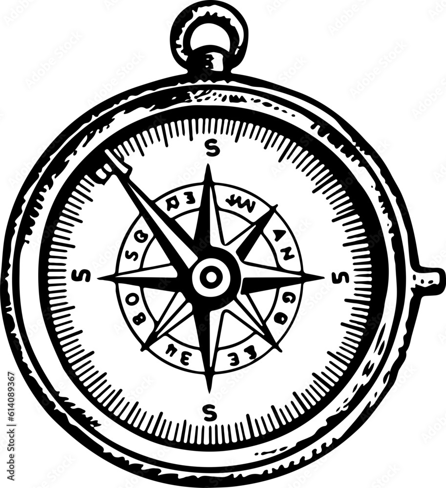 Compass outline vector illustration, Hiking elements
Compass outline vector illustration, Hiking elements