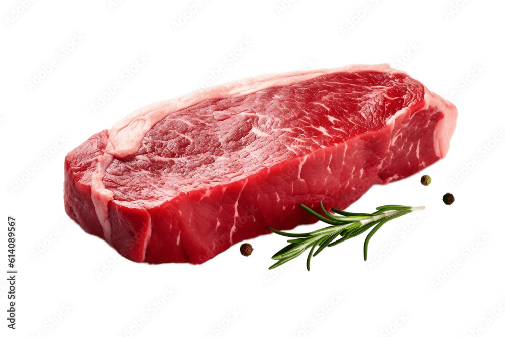 Raw beef steak on transparent background. AI