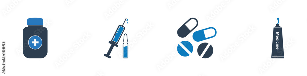 Medicine Icon Set. Collection of Drug, Pill, Injection, Vial, Vaccine and More Icons. Editable Flat Vector Illustration. Medicine Icon Set. Collection of Drug, Pill, Injection, Vial, Vaccine and More Icons. Editable Flat Vector Illustration.