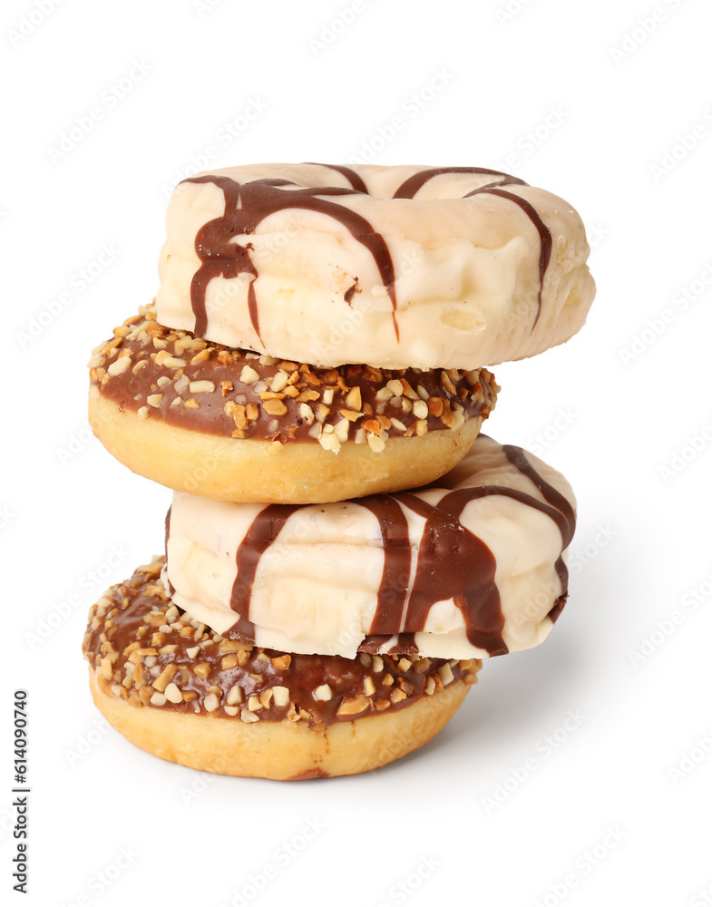 Sweet donuts on white background Sweet donuts on white background