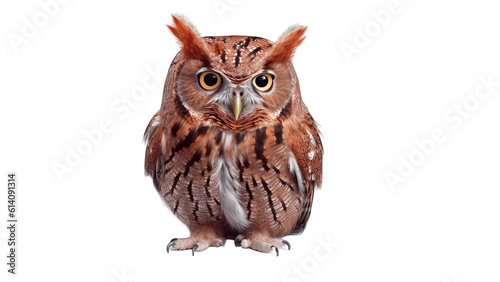 Eastern Screech Owl isolated on transparent background created with generative AI technology