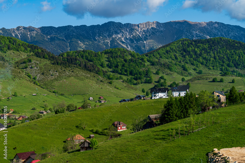 Mountain village in the Carpathian mountains.
