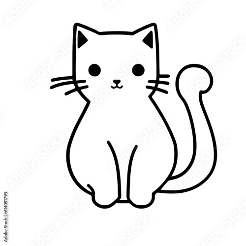 Cute cat outline, vector illustration, international cat day.Ai generate 