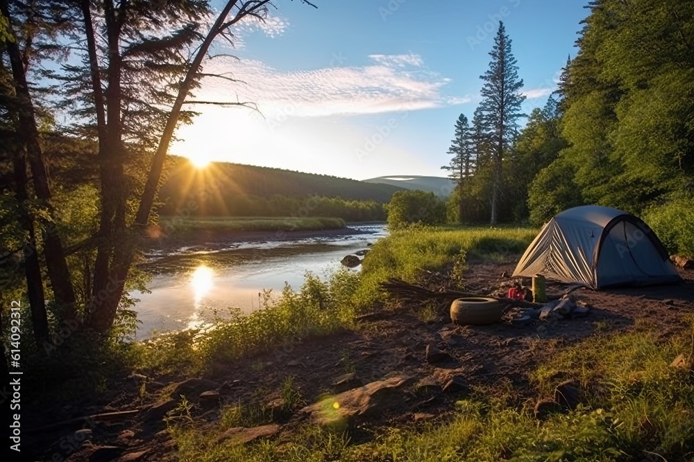 remote wilderness camping site accessible only by hiking or canoeing, offering solitude, untouched landscapes, and a chance to reconnect with nature on a deeper level - Generative AI