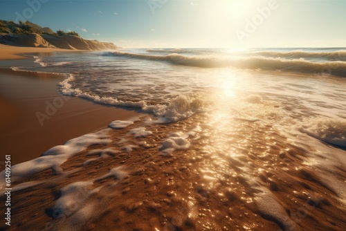 Sea beach sand sunny day. Generate Ai