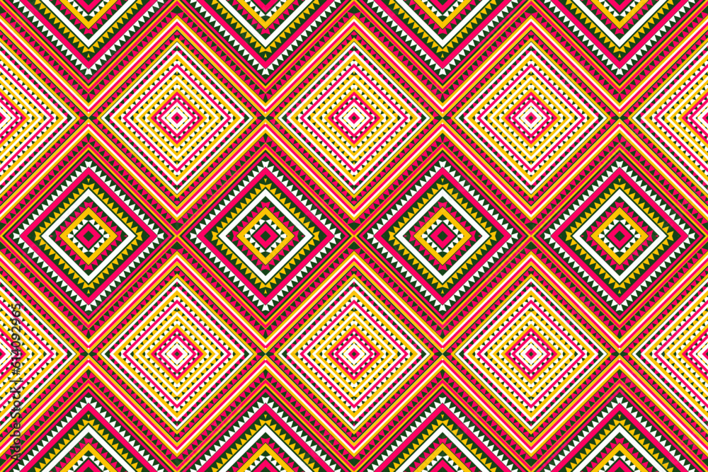 Seamless design pattern, traditional geometric zigzag pattern. yellow pink white    vector illustration design, abstract fabric pattern, aztec style for textiles, 