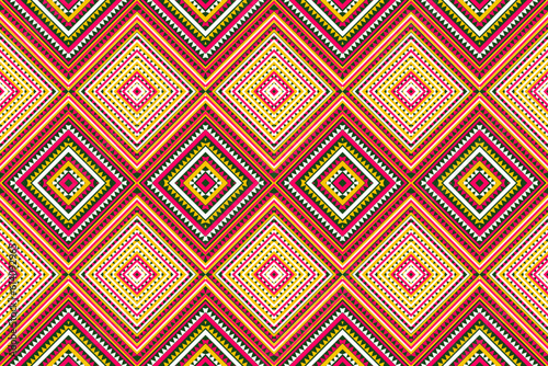 Wallpaper Mural Seamless design pattern, traditional geometric zigzag pattern. yellow pink white    vector illustration design, abstract fabric pattern, aztec style for textiles,  Torontodigital.ca