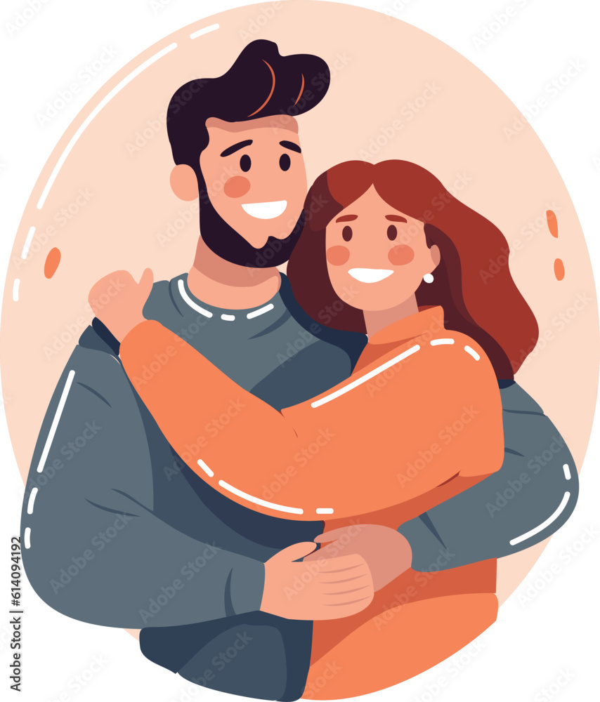 Hand Drawn couple hugging in flat style Hand Drawn couple hugging in flat style