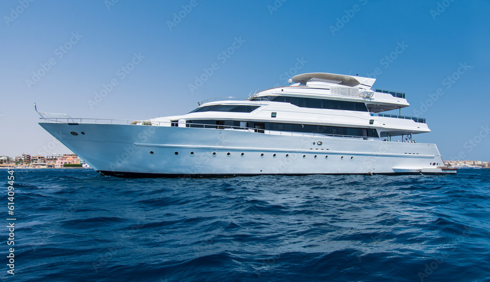 luxury yacht floating and underway on the red sea Egypt 