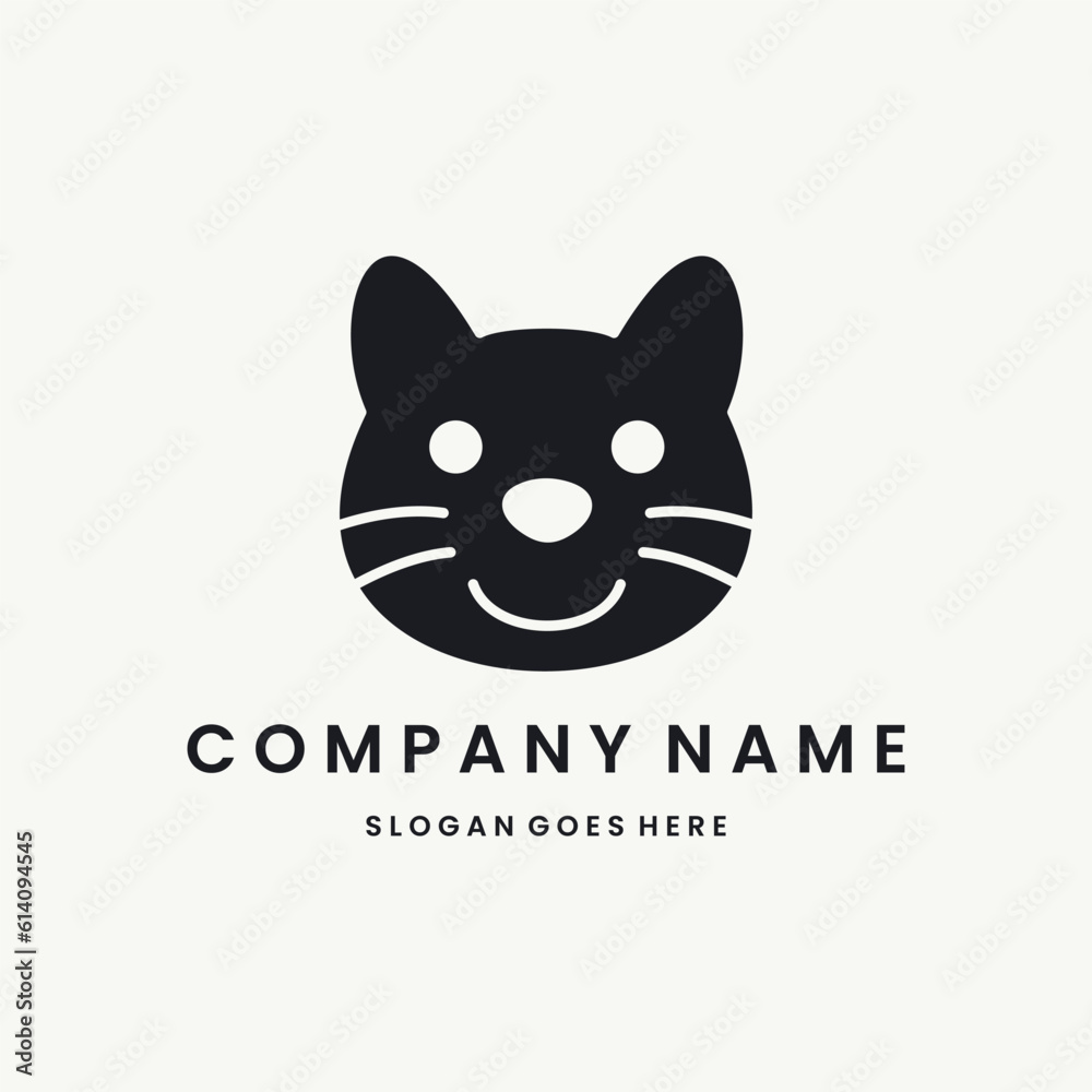 Cat Logo vector design template black logo and white background Cat Logo vector design template black logo and white background