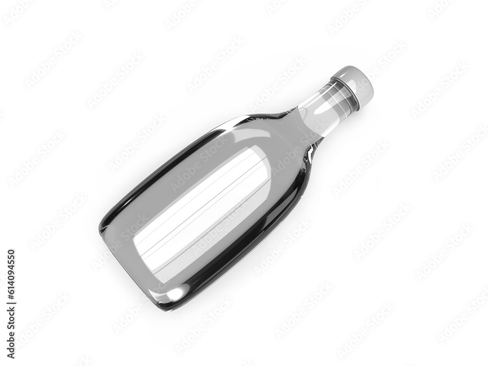 Curved Glass Bottle 3D Illustration Mockup Scene Curved Glass Bottle 3D Illustration Mockup Scene