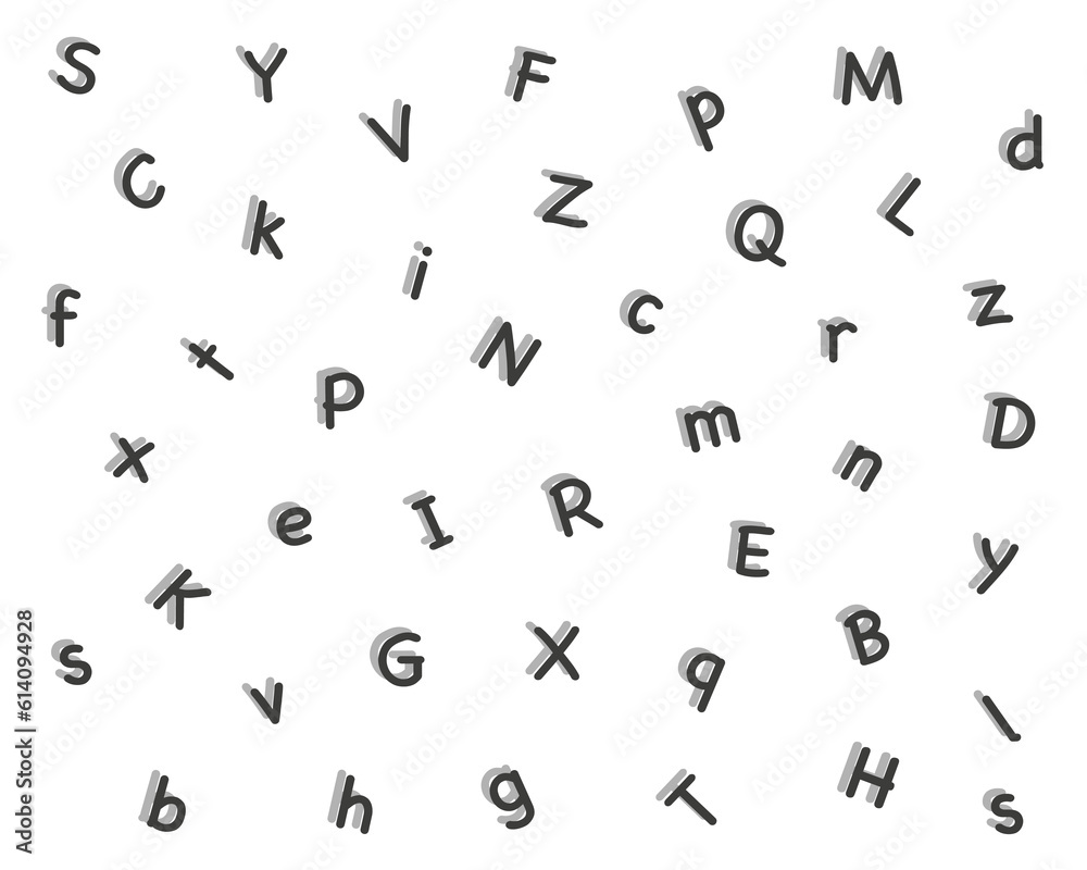 Vector black and white background with shadow, made from alphabet letters. Vector graphics. Vector black and white background with shadow, made from alphabet letters. Vector graphics.
