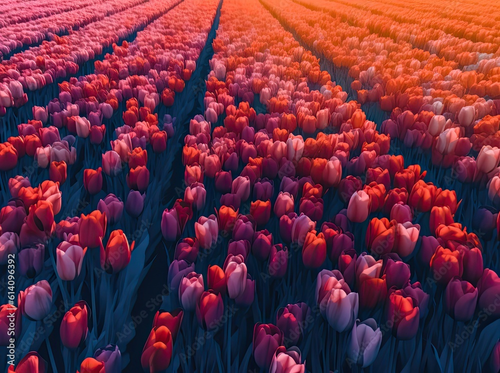 a drone captures stunning aerial footage of vast flower fields in full bloom