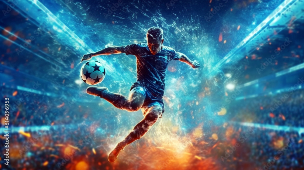 player in action on the stadium. Generative Ai. player in action on the stadium. Generative Ai.