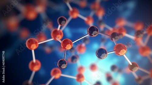 3d illustration of molecule model. Science background wit, Generative AI