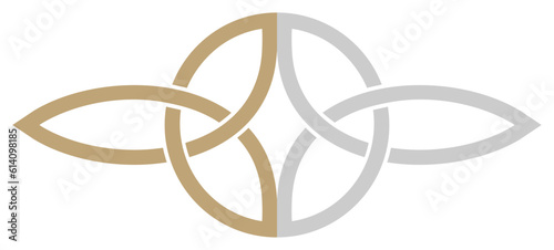 Serch Bythol in Gold und Silber. Keltisches Symbol. Isolierter Hintergrund.
Keltisches Symbol das die nie endende Liebe zwischen zwei Menschen darstellt.