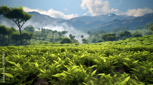 Green tea plantation. Generative Ai. 