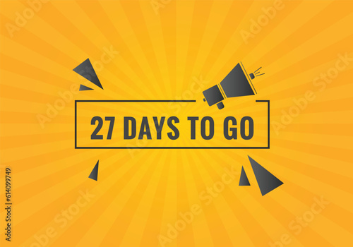 27 days to go text web button. Countdown left 27 day to go banner label