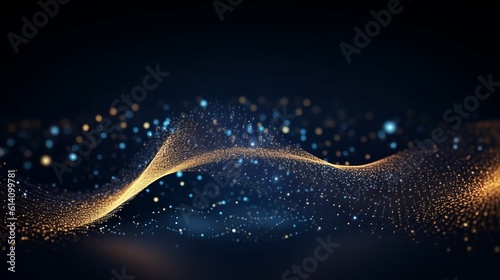 Data Technology Illustration: Abstract Futuristic Background with Connecting Dots and Lines on Dark Wave, Generative AI