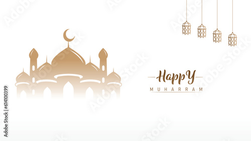 poster banner wallpaper template design for muharram islamic new year celebration