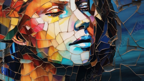 A shattered mirror reflecting inner struggles, pieced together with colorful resilience | generative ai photo