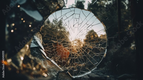 A shattered mirror reflecting the journey of self-discovery and healing in mental health | generative ai