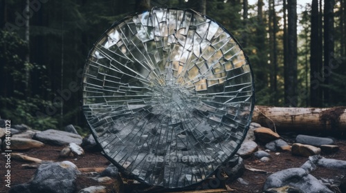 A shattered mirror reflecting the journey of self-discovery and healing in mental health | generative ai