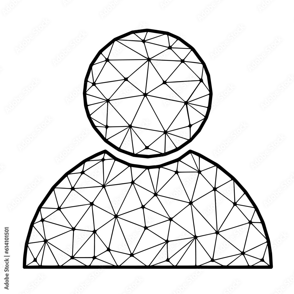 User polygonal vector icon isolated on white background.
