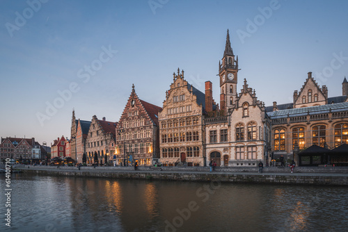 Historic buildings in the old city center of Gent  Belgium