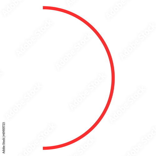 Semi circle Line bold Right side material (stuff infographic) RED color