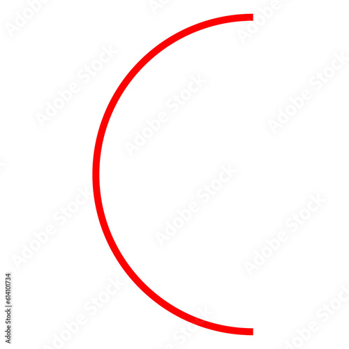 Semi circle Line bold left side material (stuff infographic) RED color