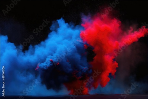 Blue and red dust cloud colliding