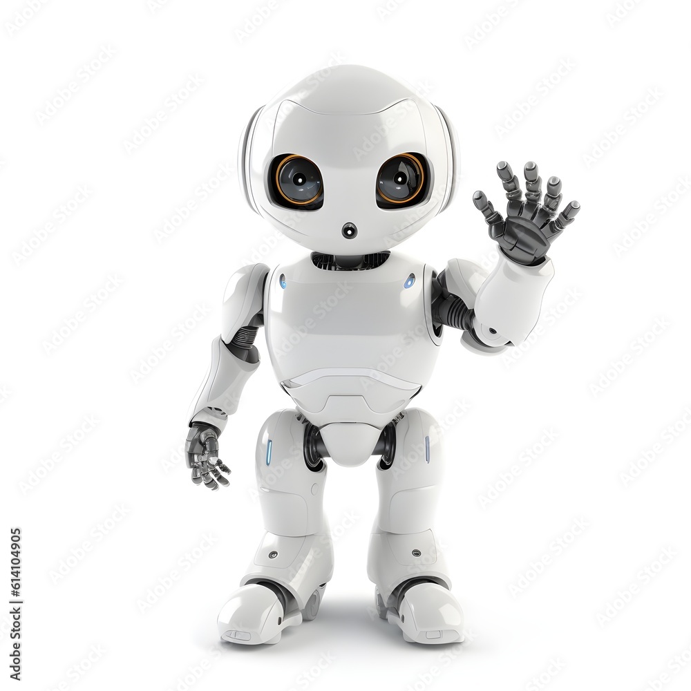 AI robot isolated on white, ai generated