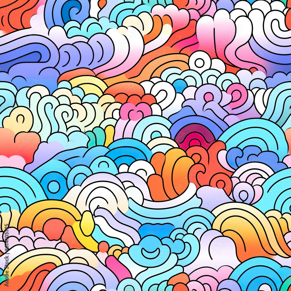 A lot of different colored waves on a white background. Generative AI.
