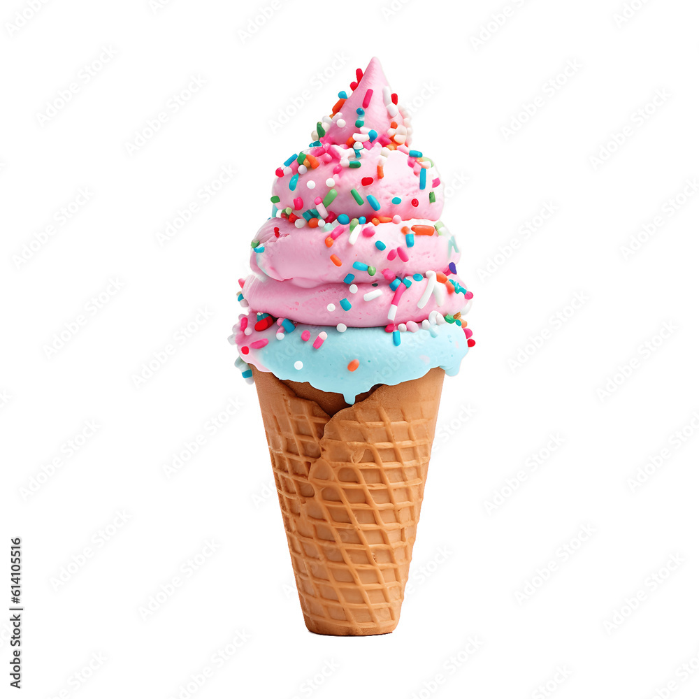 ice cream waffle cone with colorful sprinkles isolated on transparent background. AI Generated ice cream waffle cone with colorful sprinkles isolated on transparent background. AI Generated