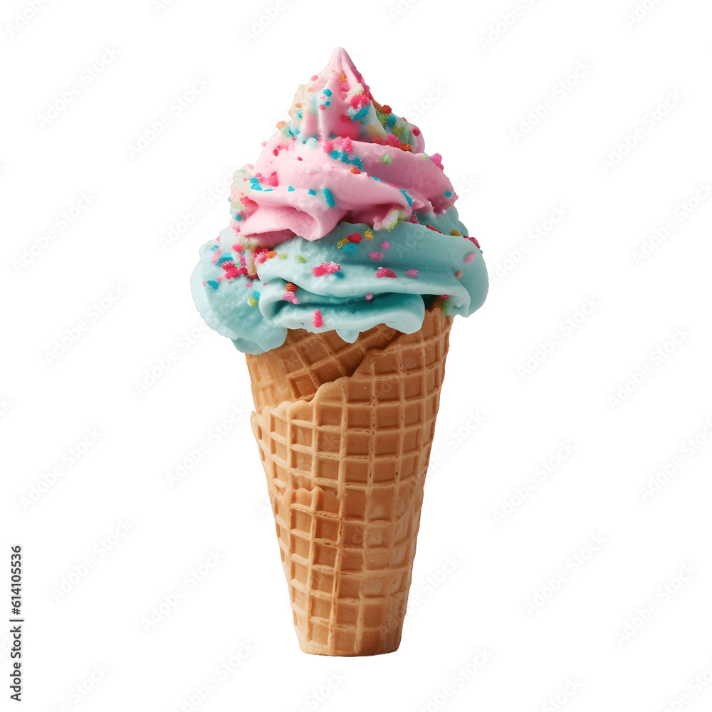 ice cream waffle cone with colorful sprinkles isolated on transparent background. AI Generated ice cream waffle cone with colorful sprinkles isolated on transparent background. AI Generated