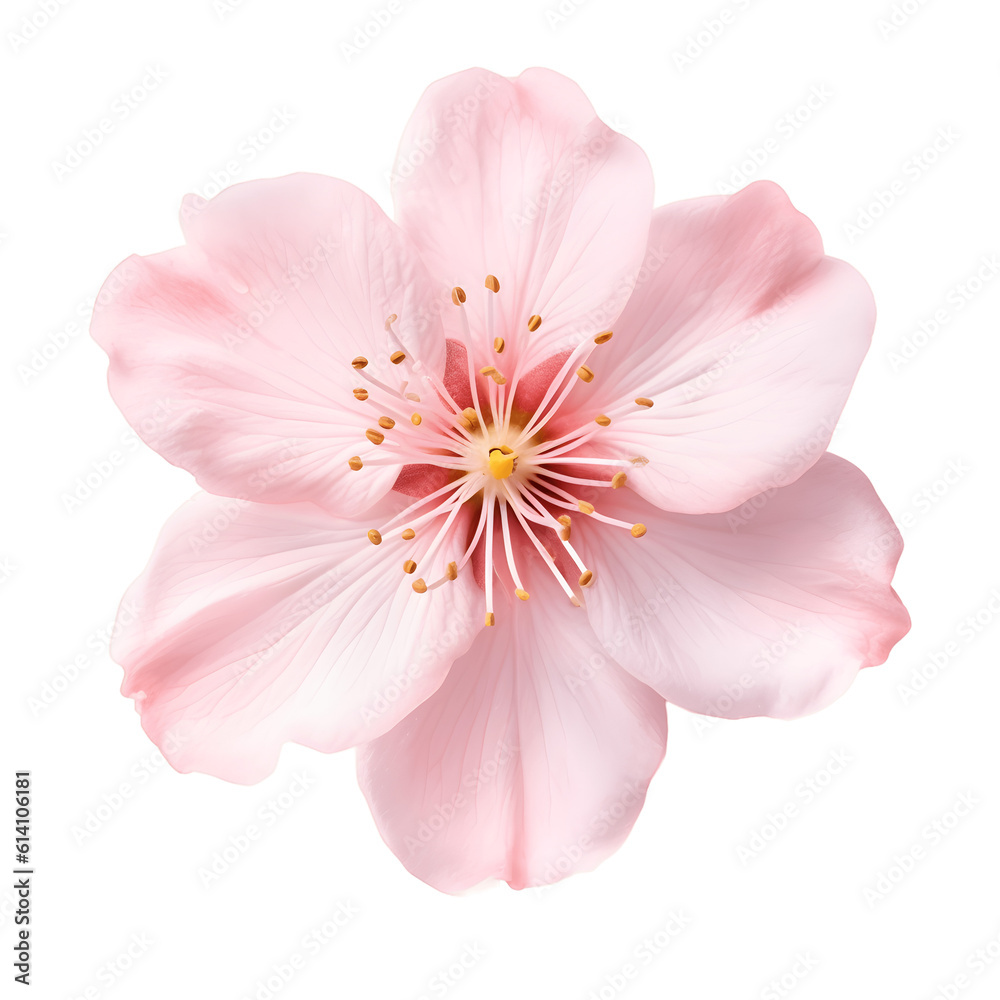 Pink sakura flower isolated on transparent background. AI Generated